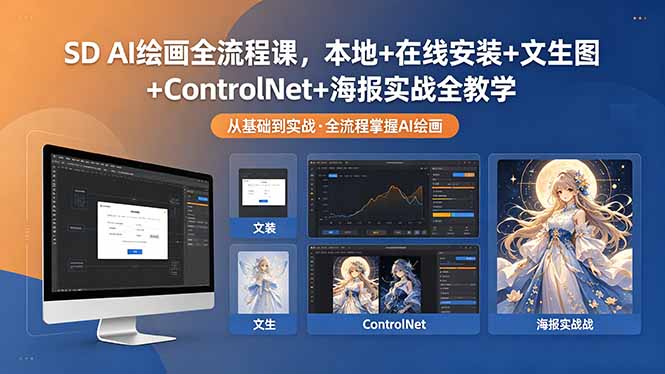 SD AI绘画全流程课,本地+在线安装+文生图+ControlNet+海报实战全教学云学当下-创业资源网-知予轻创网-资源整合-互联网创业课程云学当下