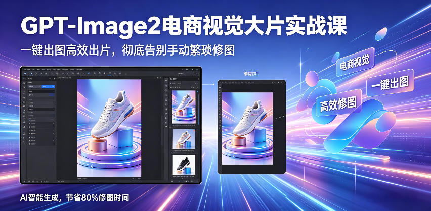GPT-Image2电商视觉大片实战课，一键出图高效出片，彻底告别手动繁琐修图云学当下-创业资源网-知予轻创网-资源整合-互联网创业课程云学当下