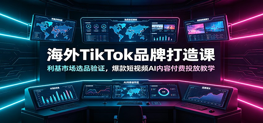 海外TikTok品牌打造课:利基市场选品验证,爆款短视频AI内容付费投放教学云学当下-创业资源网-知予轻创网-资源整合-互联网创业课程云学当下