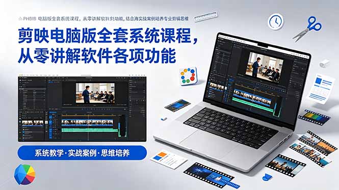 剪映电脑版全套系统课程,从零讲解软件各项功能,结合海量实战案例培养专业剪辑思维云学当下-创业资源网-知予轻创网-资源整合-互联网创业课程云学当下