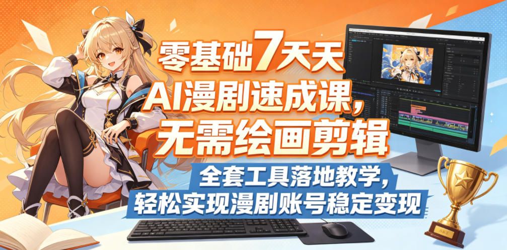 零基础7天AI漫剧速成课,无需绘画剪辑,全套工具落地教学,轻松实现漫剧账号稳定变现云学当下-创业资源网-知予轻创网-资源整合-互联网创业课程云学当下
