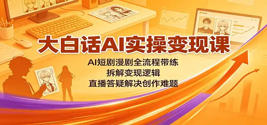 大白话AI实操变现课：AI短剧漫剧全流程带练，拆解变现逻辑，直播答疑解决创作难题云学当下-创业资源网-知予轻创网-资源整合-互联网创业课程云学当下