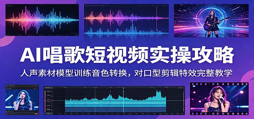 AI唱歌短视频实操攻略：人声素材模型训练音色转换，对口型剪辑特效完整教学云学当下-创业资源网-知予轻创网-资源整合-互联网创业课程云学当下