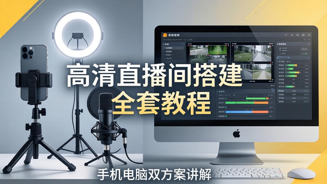 高清直播间搭建全套教程，手机电脑双方案讲解，设备选型调试多机位实操教学云学当下-创业资源网-知予轻创网-资源整合-互联网创业课程云学当下