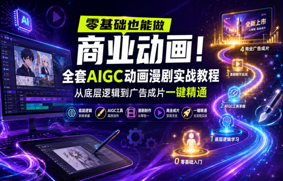 零基础也能做商业动画！全套AIGC动画漫剧实战教程，从底层逻辑到广告成片一键精通(更新0715)云学当下-创业资源网-知予轻创网-资源整合-互联网创业课程云学当下