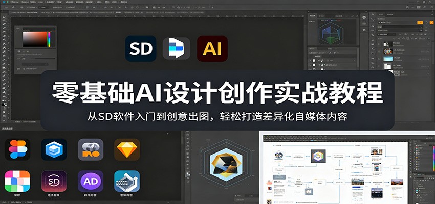 零基础AI设计创作实战教程：从SD软件入门到创意出图，轻松打造差异化自媒体内容云学当下-创业资源网-知予轻创网-资源整合-互联网创业课程云学当下