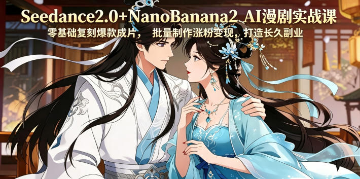 Seedance2.0+NanoBanana2 AI漫剧实战课，零基础复刻爆款成片涨粉变现，打造长久副业收益云学当下-创业资源网-知予轻创网-资源整合-互联网创业课程云学当下