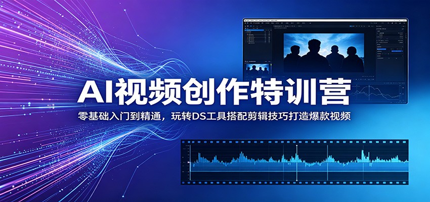AI视频创作特训营:零基础入门到精通,玩转DS工具搭配剪辑技巧打造爆款视频云学当下-创业资源网-知予轻创网-资源整合-互联网创业课程云学当下
