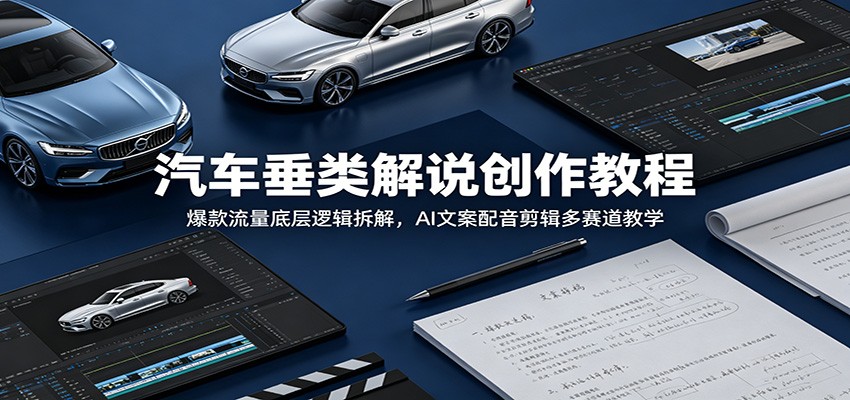 汽车垂类解说创作教程：爆款流量底层逻辑拆解，AI文案配音剪辑多赛道教学云学当下-创业资源网-知予轻创网-资源整合-互联网创业课程云学当下