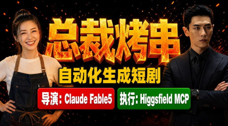 Claude Fable5担任导演+Higgsfield MCP落地执行｜《总裁烤串》真人质感短剧全自动AI生成全流程教学云学当下-创业资源网-知予轻创网-资源整合-互联网创业课程云学当下