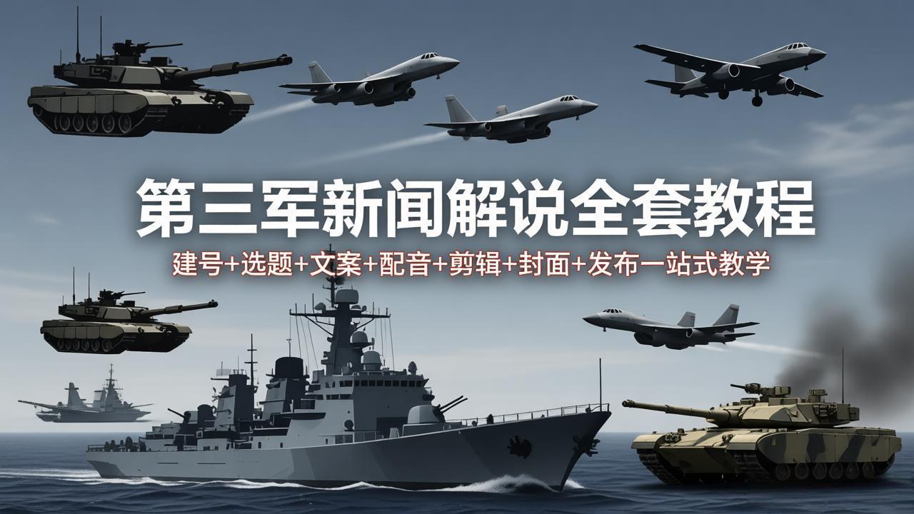 第三军迷新闻解说全套教程：建号+选题+文案+配音+剪辑+封面+发布一站式教学云学当下-创业资源网-知予轻创网-资源整合-互联网创业课程云学当下