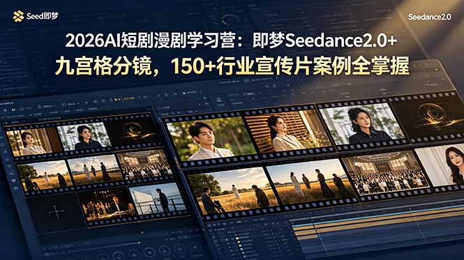 2026AI短剧漫剧学习营：即梦Seedance2.0+九宫格分镜，150+行业宣传片案例全掌握云学当下-创业资源网-知予轻创网-资源整合-互联网创业课程云学当下