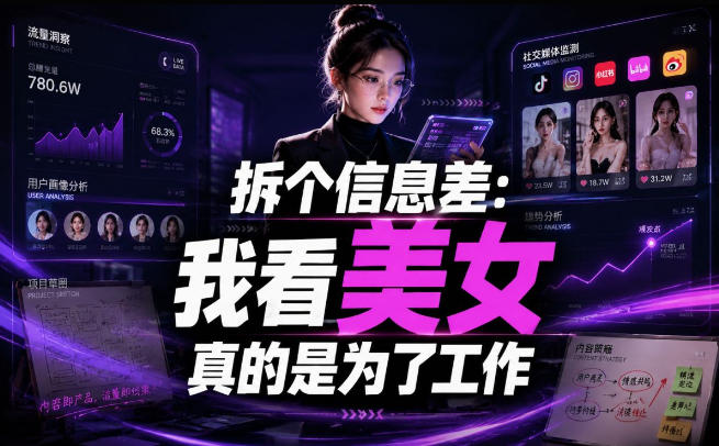 【理直气壮】我给看美女找了一个非常恰当的理由，信息差项目云学当下-创业资源网-知予轻创网-资源整合-互联网创业课程云学当下