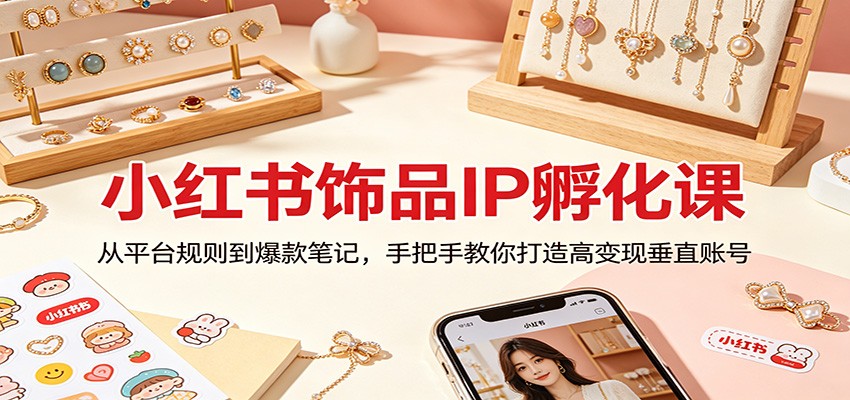 小红书饰品IP孵化课：从平台规则到爆款笔记，手把手教你打造高变现垂直账号云学当下-创业资源网-知予轻创网-资源整合-互联网创业课程云学当下