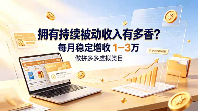 拥有持续被动收入有多香？做拼多多虚拟类目，每月稳定增收 1-3 万云学当下-创业资源网-知予轻创网-资源整合-互联网创业课程云学当下