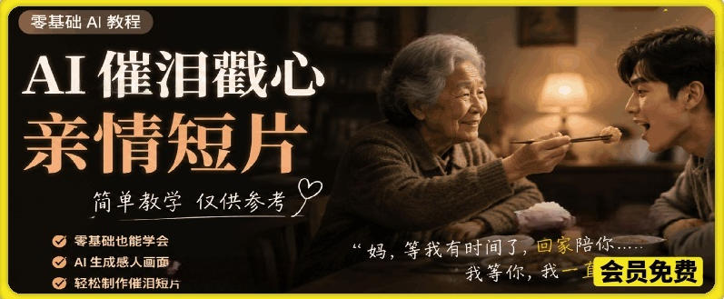 AI催泪戳心亲情短片,零基础AI教程,简单教学仅供参考云学当下-创业资源网-知予轻创网-资源整合-互联网创业课程云学当下
