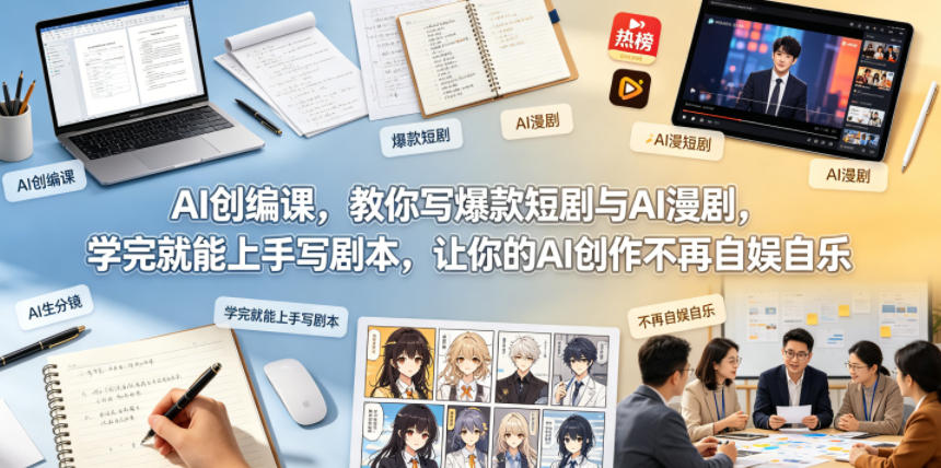 AI创编课，教你写爆款短剧与AI漫剧，学完就能上手写剧本，让你的AI创作不再自娱自乐(更新0521)云学当下-创业资源网-知予轻创网-资源整合-互联网创业课程云学当下