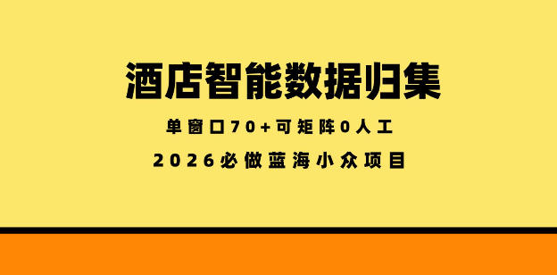 酒店智能数据归集,小众蓝海已经稳定半年之久,单窗口70+零成本矩阵开干【揭秘】云学当下-创业资源网-知予轻创网-资源整合-互联网创业课程云学当下