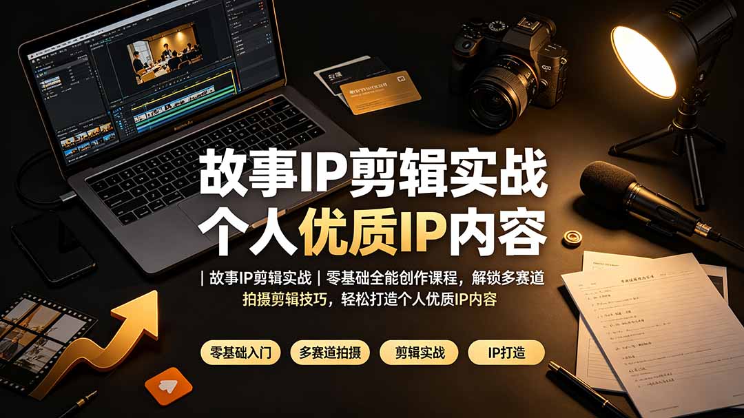 故事IP剪辑实战｜零基础全能创作课程，解锁多赛道拍摄剪辑技巧，轻松打造个人优质IP内容云学当下-创业资源网-知予轻创网-资源整合-互联网创业课程云学当下
