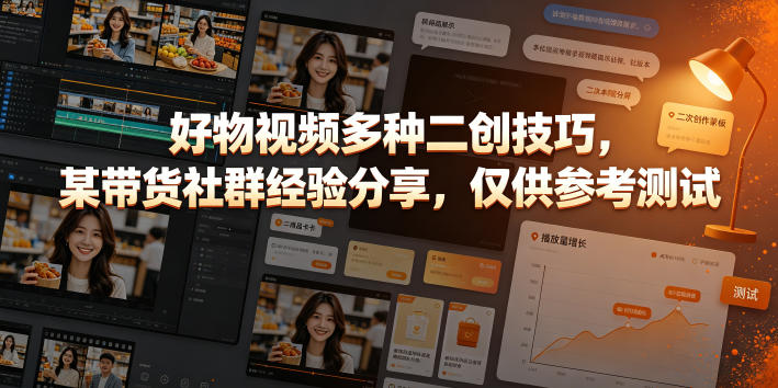 好物视频多种二创技巧，某带货社群经验分享，仅供参考测试云学当下-创业资源网-知予轻创网-资源整合-互联网创业课程云学当下