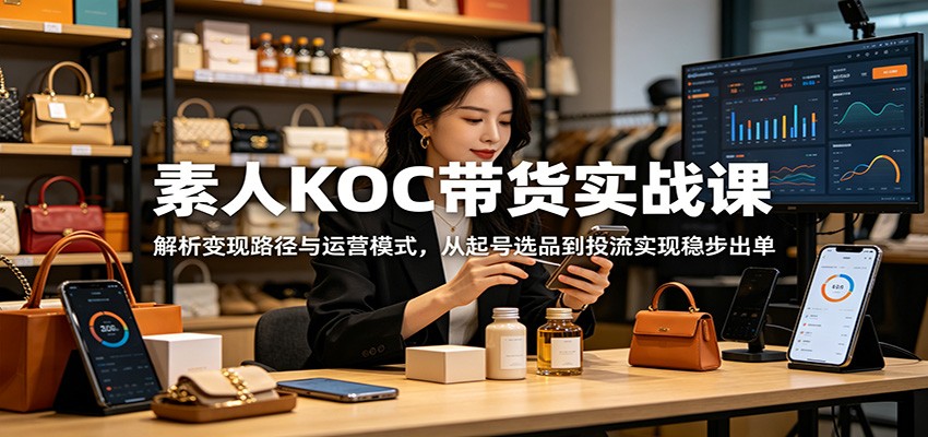 素人KOC带货实战课：解析变现路径与运营模式，从起号选品到投流实现稳步出单云学当下-创业资源网-知予轻创网-资源整合-互联网创业课程云学当下