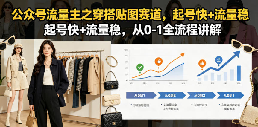 公众号流量主之穿搭贴图赛道，起号快+流量稳，从0-1全流程讲解云学当下-创业资源网-知予轻创网-资源整合-互联网创业课程云学当下