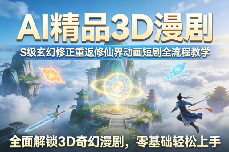 AI精品3D漫剧S级玄幻修正重返修仙界动画短剧全流程教学，全面解锁3D奇幻漫剧，零基础轻松上手-云学当下