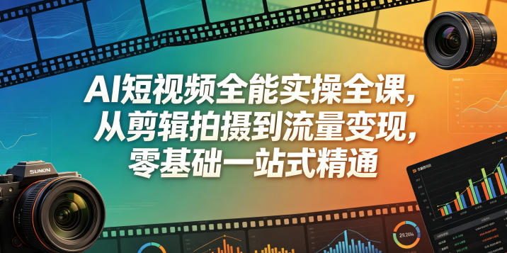 AI短视频全能实操全课，从剪辑拍摄到流量变现，零基础一站式精通云学当下-创业资源网-知予轻创网-资源整合-互联网创业课程云学当下