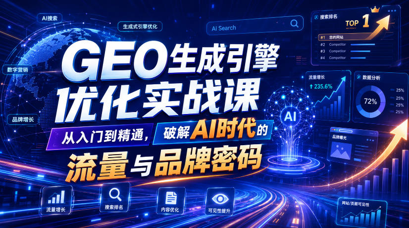 GEO生成引擎优化实战课,从入门到精通,破解AI时代的流量与品牌密码云学当下-创业资源网-知予轻创网-资源整合-互联网创业课程云学当下