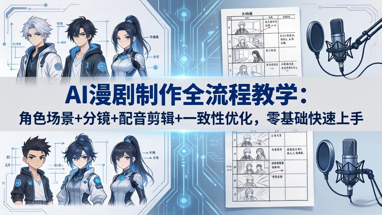 AI漫剧制作全流程教学：角色场景+分镜+配音剪辑+一致性优化，零基础快速上手云学当下-创业资源网-知予轻创网-资源整合-互联网创业课程云学当下