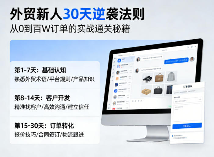 外贸新人30天逆袭法则,教你从0到百W订单的实战通关秘籍-云学当下