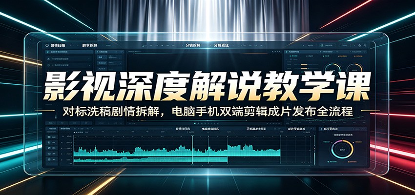 影视深度解说教学课：对标洗稿剧情拆解，电脑手机双端剪辑成片发布全流程云学当下-创业资源网-知予轻创网-资源整合-互联网创业课程云学当下