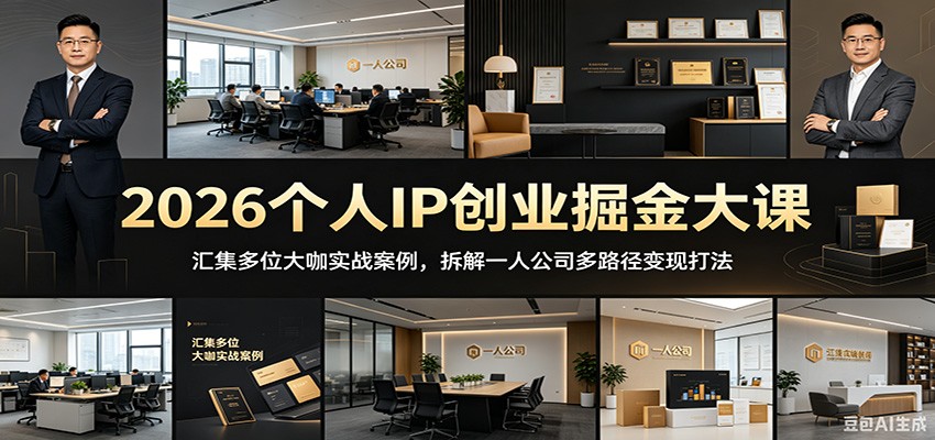 2026个人IP创业掘金大课：汇集多位大咖实战案例，拆解一人公司多路径变现打法云学当下-创业资源网-知予轻创网-资源整合-互联网创业课程云学当下