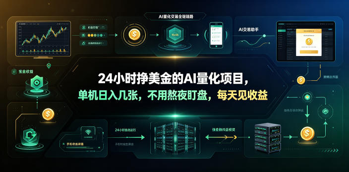 24小时挣美金的AI量化项目,单机日入几十美刀,不用熬夜盯盘,每天见收益【揭秘】云学当下-创业资源网-知予轻创网-资源整合-互联网创业课程云学当下