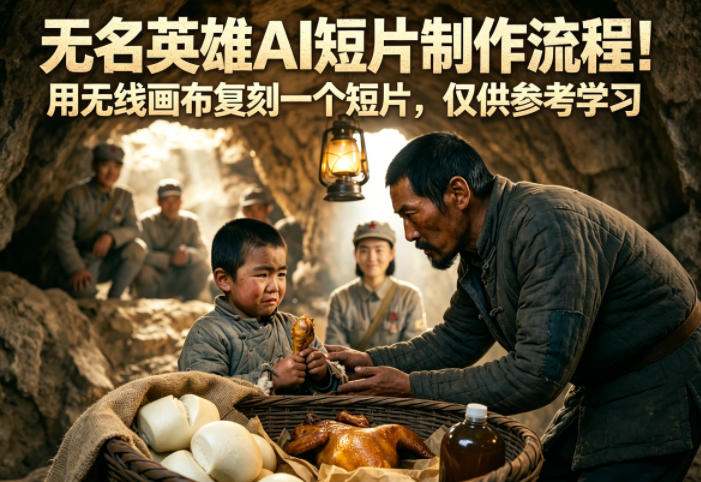 无名英雄AI短片制作流程！用无线画布复刻一个短片，仅供参考学习云学当下-创业资源网-知予轻创网-资源整合-互联网创业课程云学当下