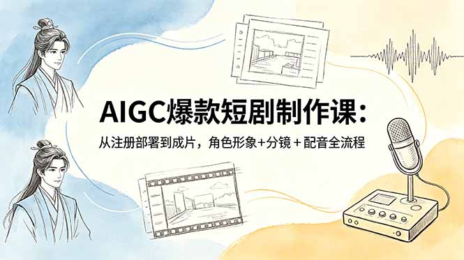 AIGC爆款短剧制作课：从注册部署到成片，角色形象+分镜+配音全流程云学当下-创业资源网-知予轻创网-资源整合-互联网创业课程云学当下