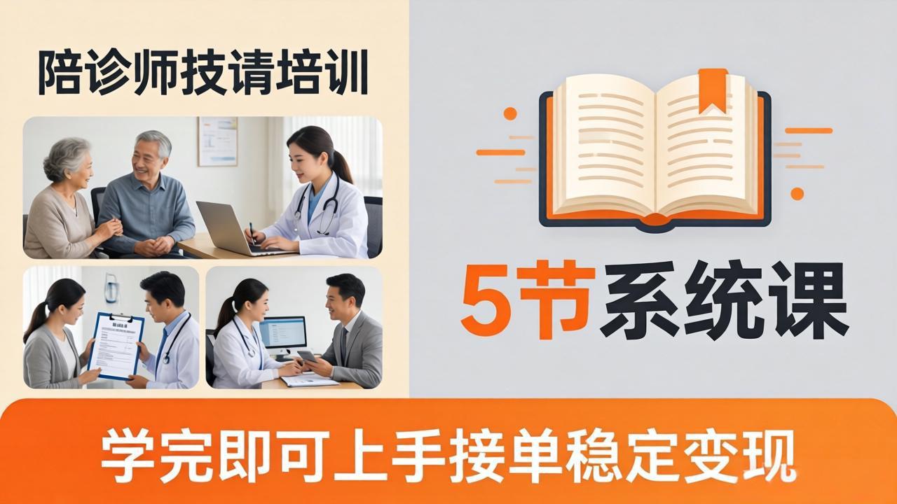想做陪诊师不知从何下手？5节系统课教你掌握核心技能，学完即可上手接单稳定变现云学当下-创业资源网-知予轻创网-资源整合-互联网创业课程云学当下