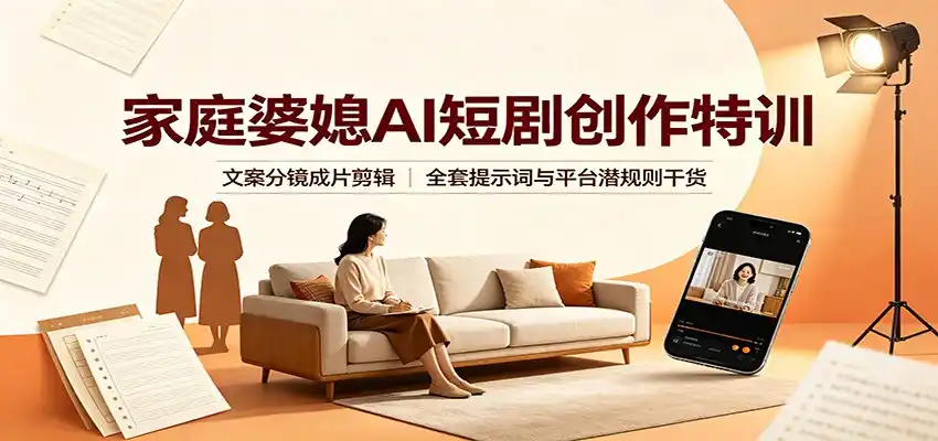 家庭婆媳AI短剧创作特训：文案分镜成片剪辑，全套提示词与平台潜规则干货云学当下-创业资源网-知予轻创网-资源整合-互联网创业课程云学当下