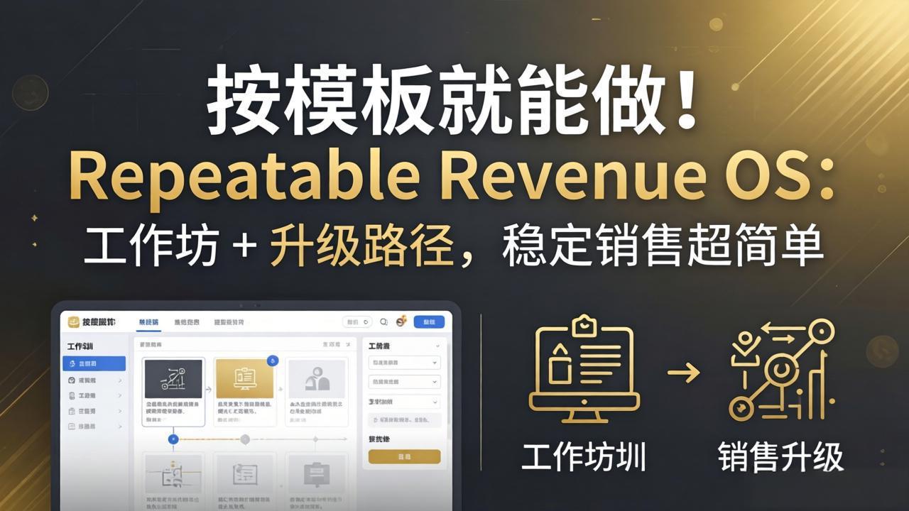 按模板就能做！Repeatable Revenue OS：工作坊 + 升级路径，稳定销售超简单云学当下-创业资源网-知予轻创网-资源整合-互联网创业课程云学当下