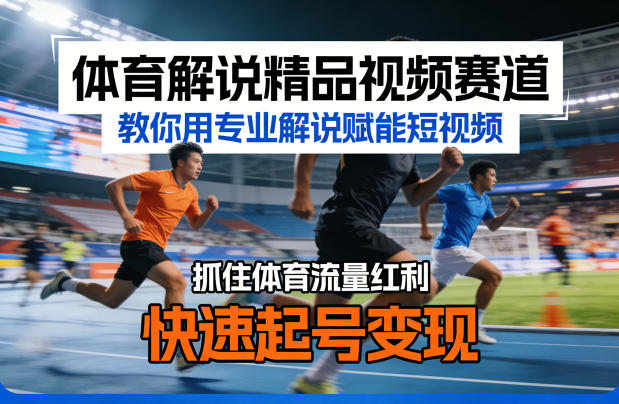 体育解说精品视频赛道，教你用专业解说赋能短视频，抓住体育流量红利，快速起号变现-云学当下