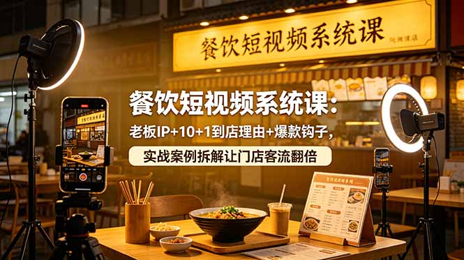 餐饮短视频系统课：老板IP+10+1到店理由+爆款钩子，实战案例拆解让门店客流翻倍云学当下-创业资源网-知予轻创网-资源整合-互联网创业课程云学当下