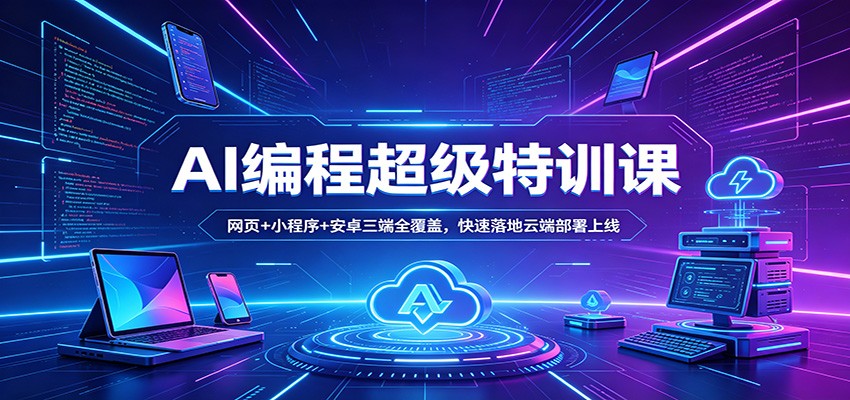 AI编程超级特训课：网页+小程序+安卓三端全覆盖，快速落地云端部署上线云学当下-创业资源网-知予轻创网-资源整合-互联网创业课程云学当下