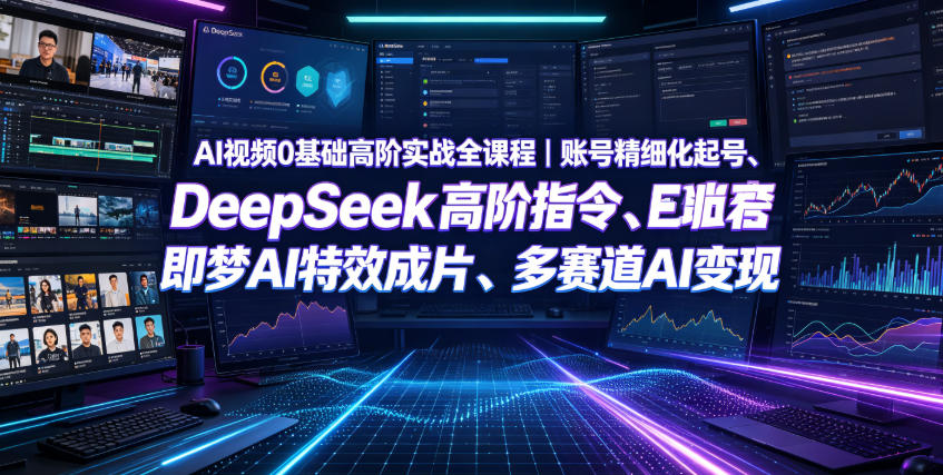 AI视频0基础高阶实战全课程|账号精细化起号、DeepSeek高阶指令、即梦AI特效成片、多赛道AI短视频量产变现云学当下-创业资源网-知予轻创网-资源整合-互联网创业课程云学当下