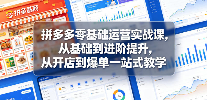拼多多零基础运营实战课，从基础到进阶提升，从开店到爆单一站式教学云学当下-创业资源网-知予轻创网-资源整合-互联网创业课程云学当下