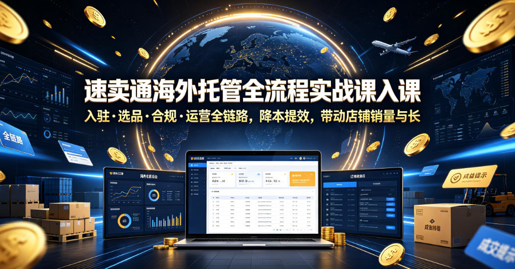 速卖通海外托管全流程实战课入驻・选品・合规・运营全链路,降本提效,带动店铺销量与收益增长云学当下-创业资源网-知予轻创网-资源整合-互联网创业课程云学当下