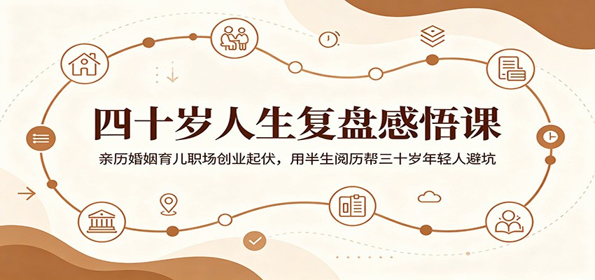 四十岁人生复盘感悟课:亲历婚姻育儿职场创业起伏,用半生阅历帮三十岁年轻人避坑云学当下-创业资源网-知予轻创网-资源整合-互联网创业课程云学当下