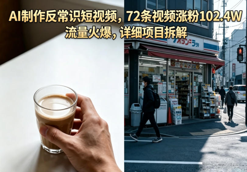 AI制作反常识短视频，72条视频涨粉102.4W，流量火爆，详细项目拆解云学当下-创业资源网-知予轻创网-资源整合-互联网创业课程云学当下