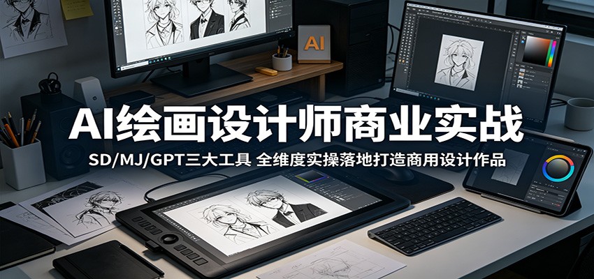 AI绘画设计师商业实战：SD/MJ/GPT三大工具，全维度实操落地打造商用设计作品云学当下-创业资源网-知予轻创网-资源整合-互联网创业课程云学当下