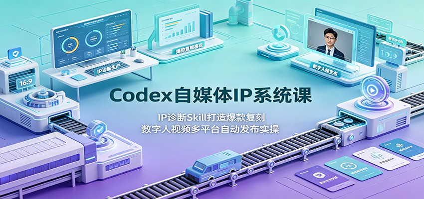 Codex自媒体IP系统课:IP诊断Skill打造爆款复刻,数字人视频多平台自动发布实操云学当下-创业资源网-知予轻创网-资源整合-互联网创业课程云学当下