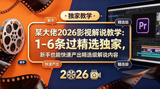 某大佬2026影视解说教学：1-6条过精选独家，新手也能快速产出精选级解说内容云学当下-创业资源网-知予轻创网-资源整合-互联网创业课程云学当下